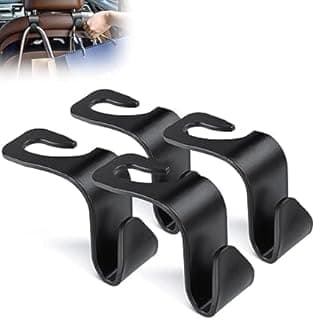 Car Backseat Headrest Hook, 4 Pcs Plastic Hanging Storage Holder, Car Organiser, Space Saving, Suitable for All Cars, Black