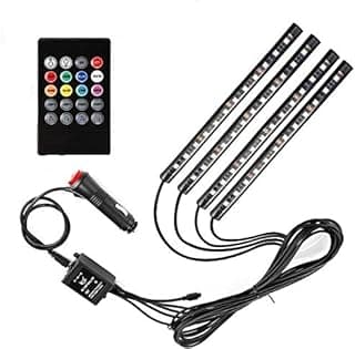 AutoBizarre 12 LED Multicolor Music Controlled Sound Activated for Car Interior Atmosphere Light (Works with All Cars)