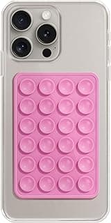 EDNITA Suction Phone Case, Phone Suction Sticker, Silicone Suction Phone Case for Hands-Free Mobile Accessory Holder Grip, Video Phone Accessory Compatible Mirror, Shower-(Pink)
