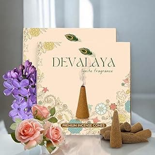 Soothing Lavender/Symphony Rose Incense Cones (40 Cones, Pack of 2), Dry Incense, Dhoop Batti for Pooja, 100% Charcoal-Free, 25-Minute Burn Time, Eco-Friendly, 3.5 CM Length