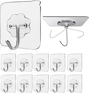 JIALTO Adhesive Hooks 10 Pcs – Heavy Duty 13.2lb Nail-Free Wall Hooks, Reusable Stainless Steel Sticky Hangers for Kitchen Bathroom Towels, Utility, Ceiling, Multipurpose Home Organization