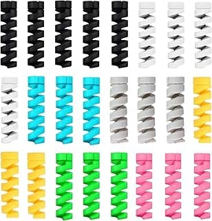 Sounce 25 Pcs Spiral Cable Protectors & Wire Protectors Spring Wire for All Wired Accessories for USB Charger, Data Cable, Headphones, MacBook, Laptop, Elastic Cord Saver (Multi-Color)