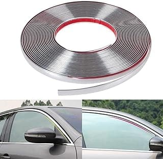 SARTE Side Window Chrome Beading Roll Custom Plated Decoration Trim Strip Line Car Door Fender Interior DIY Moulding Trimming Universal for car (10mm, 5m, Silver)