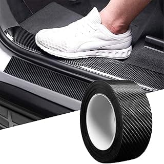 Anti-Scratch Glossy PVC Carbon Fibre Tape Car Door Guard & Paint Protection Film for Car Door Sill, Bumper, Mirror Protection, Car Accessories - Interior & Exterior (5cm x 5m) (Black)