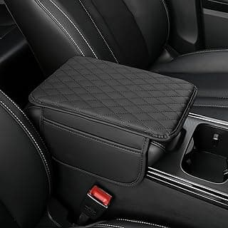 Upgraded Center Console Cover, Microfiber Leather Armrest Cover Cushion With 2 Storage Bags, Universal Car Armrest Storage Box Interior Accessories for Most Vehicles