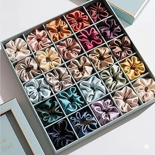 Cerrito Satin Hair Scrunchies for Women & Girls, Soft, No-Crease, Gentle Hair Ties for Thick, Curly, Straight, Smooth Silk-Feel Elastic Scrunchy Set for Styling (Multi - 12 Pcs, No Box Include)